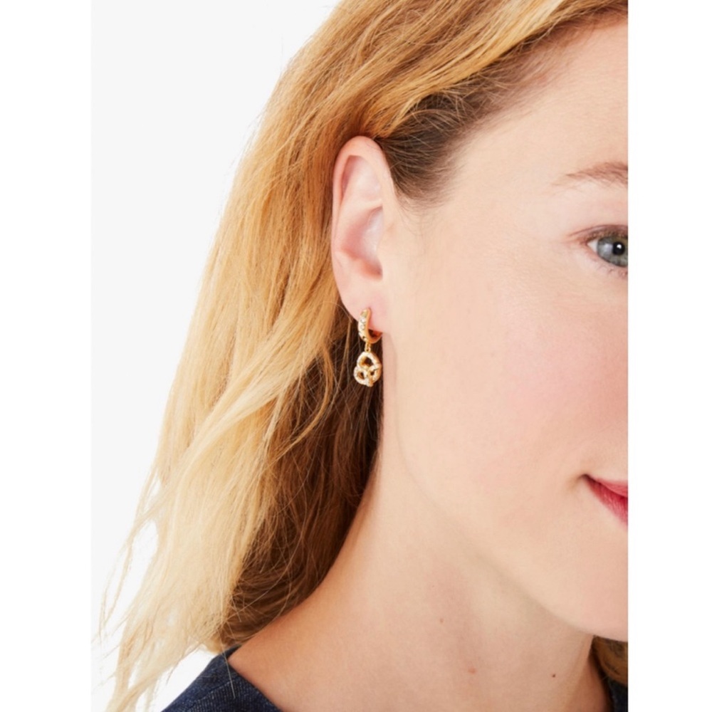 KATE SPADE • Dashing Beauty Pretzel Drop Huggies Earrings - Picture 2 of 7